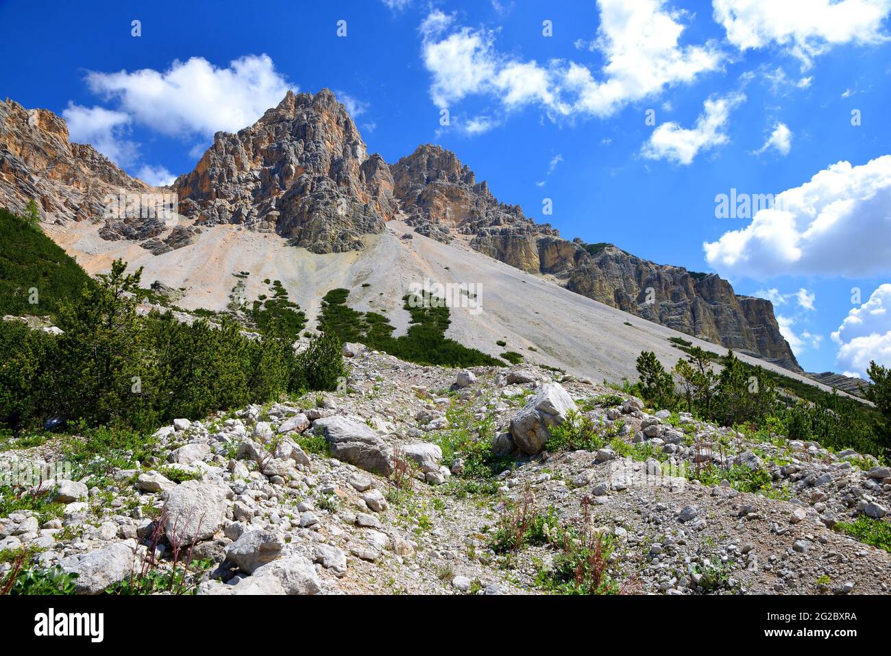 Mountain landscape in Fanes Nature Park, Dolomites Alps, Italy Stock ...