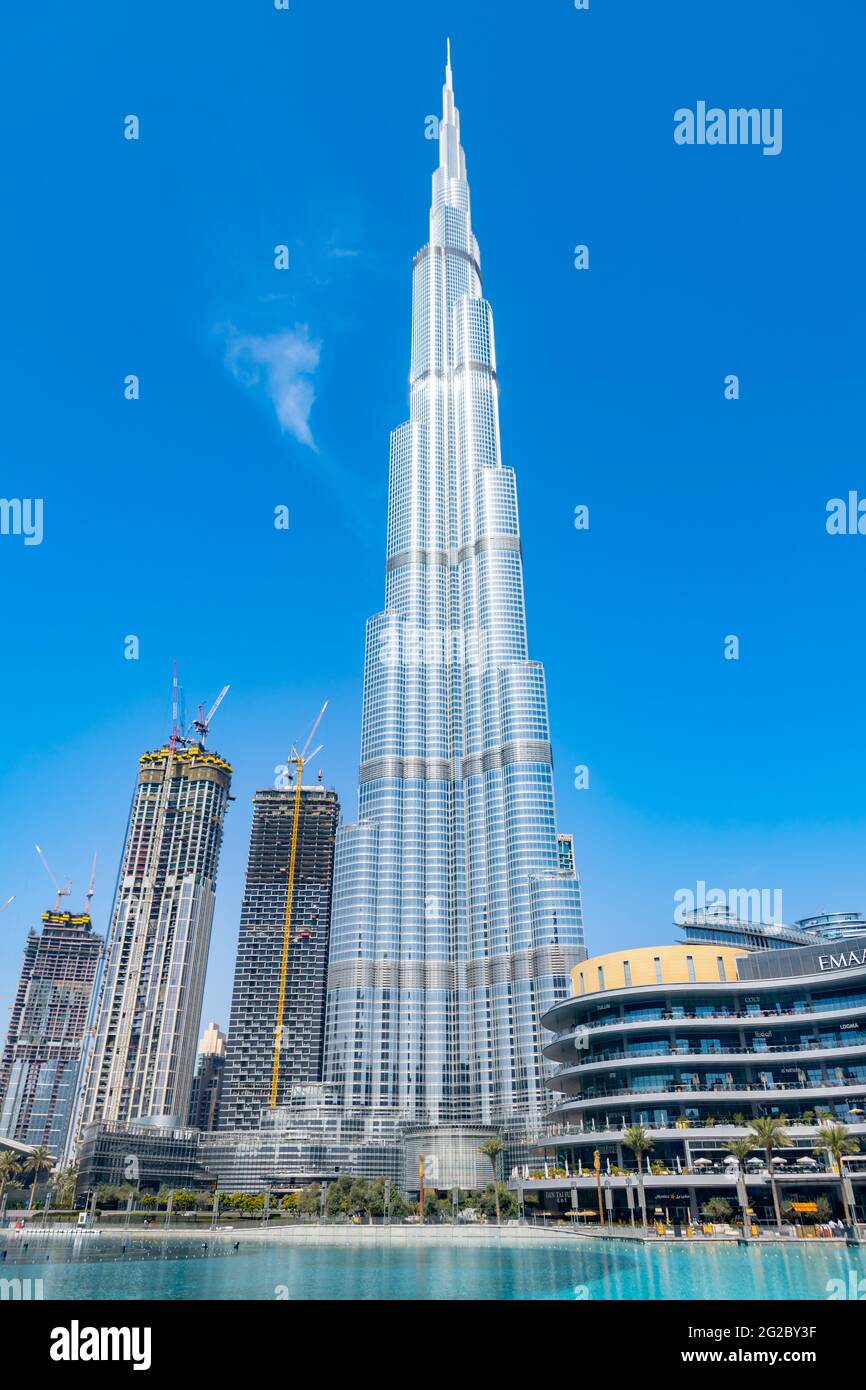 DUBAI, UAE - MARCH 2020: Burj Khalifa the tallest building Stock Photo