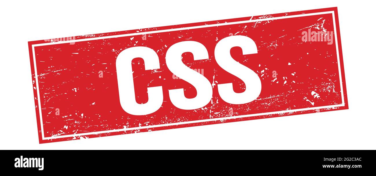 CSS text on red grungy rectangle stamp sign Stock Photo - Alamy