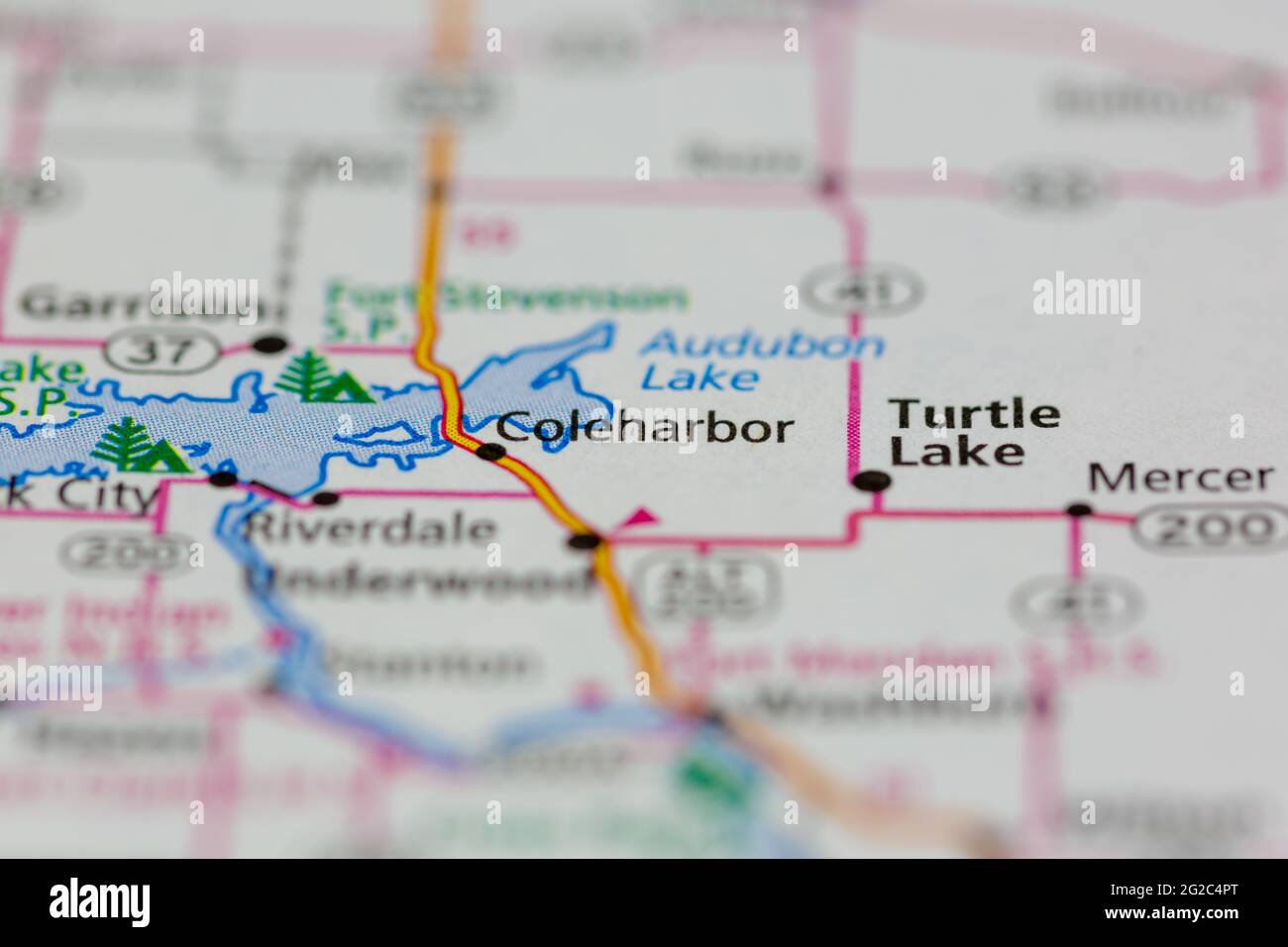 Coleharbor North Dakota USA shown of a Road map or Geography map Stock