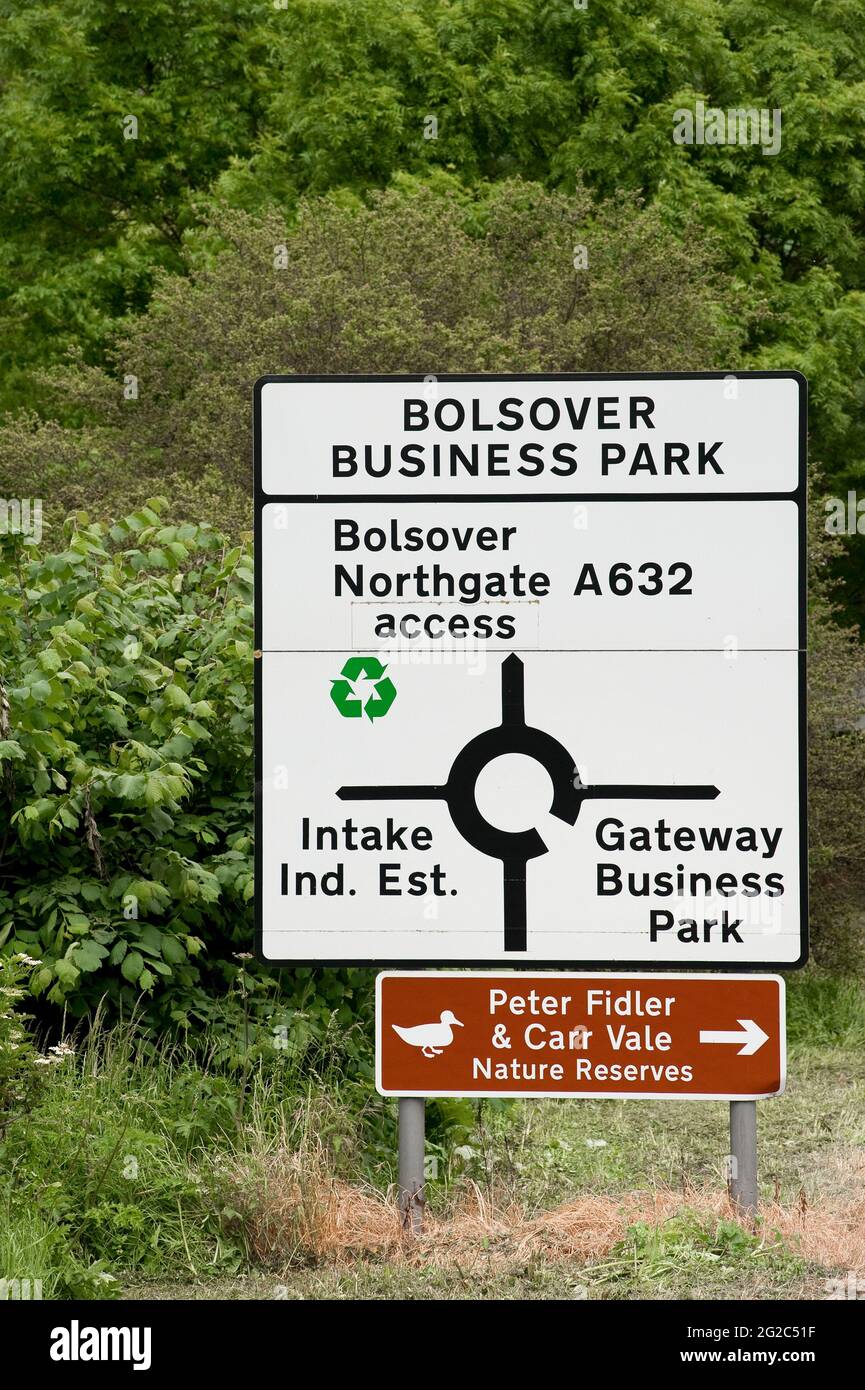 Road sign in Bolsover Derbyshire, England. Stock Photo