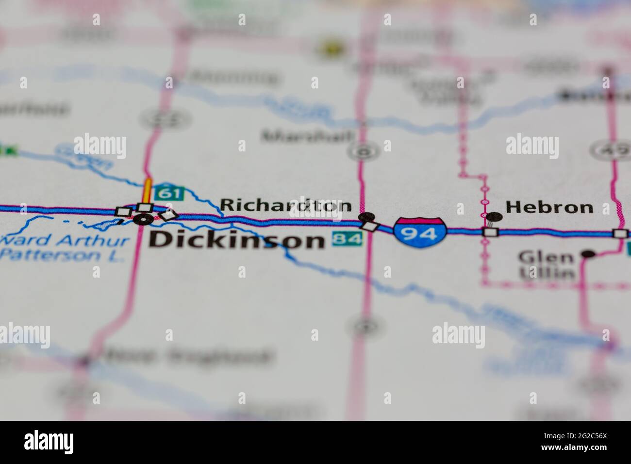 Richardton North Dakota USA shown of a Road map or Geography map Stock Photo