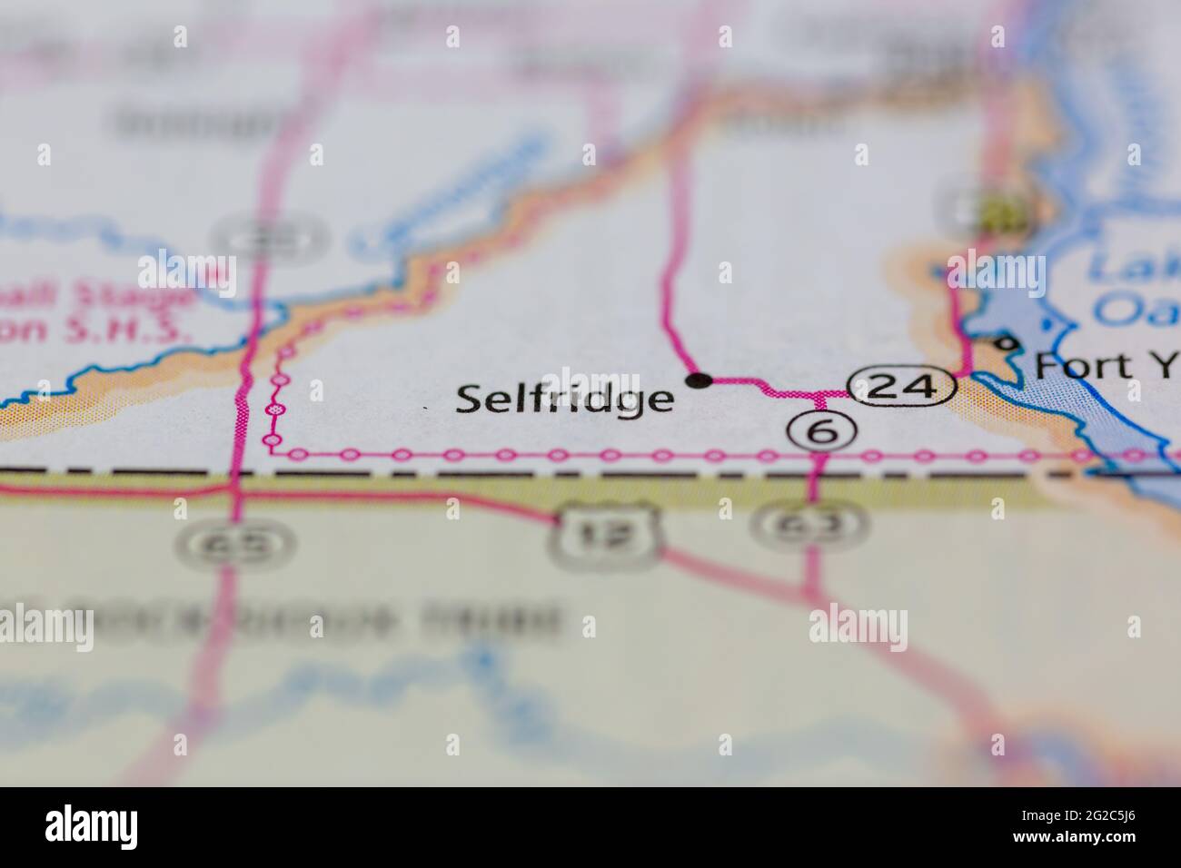 Selfridge North Dakota USA shown of a Road map or Geography map Stock