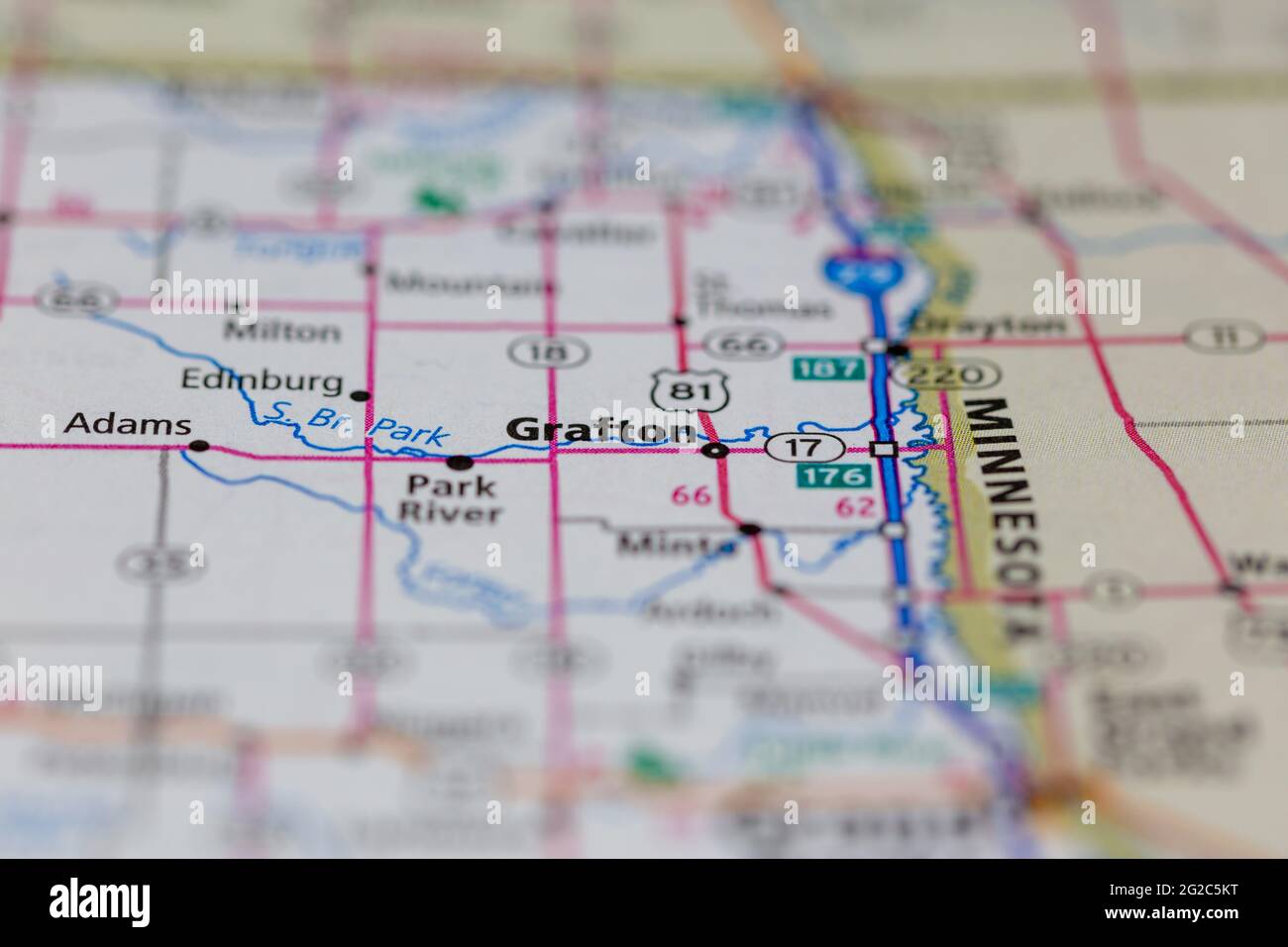 Grafton North Dakota USA shown of a Road map or Geography map Stock Photo Alamy