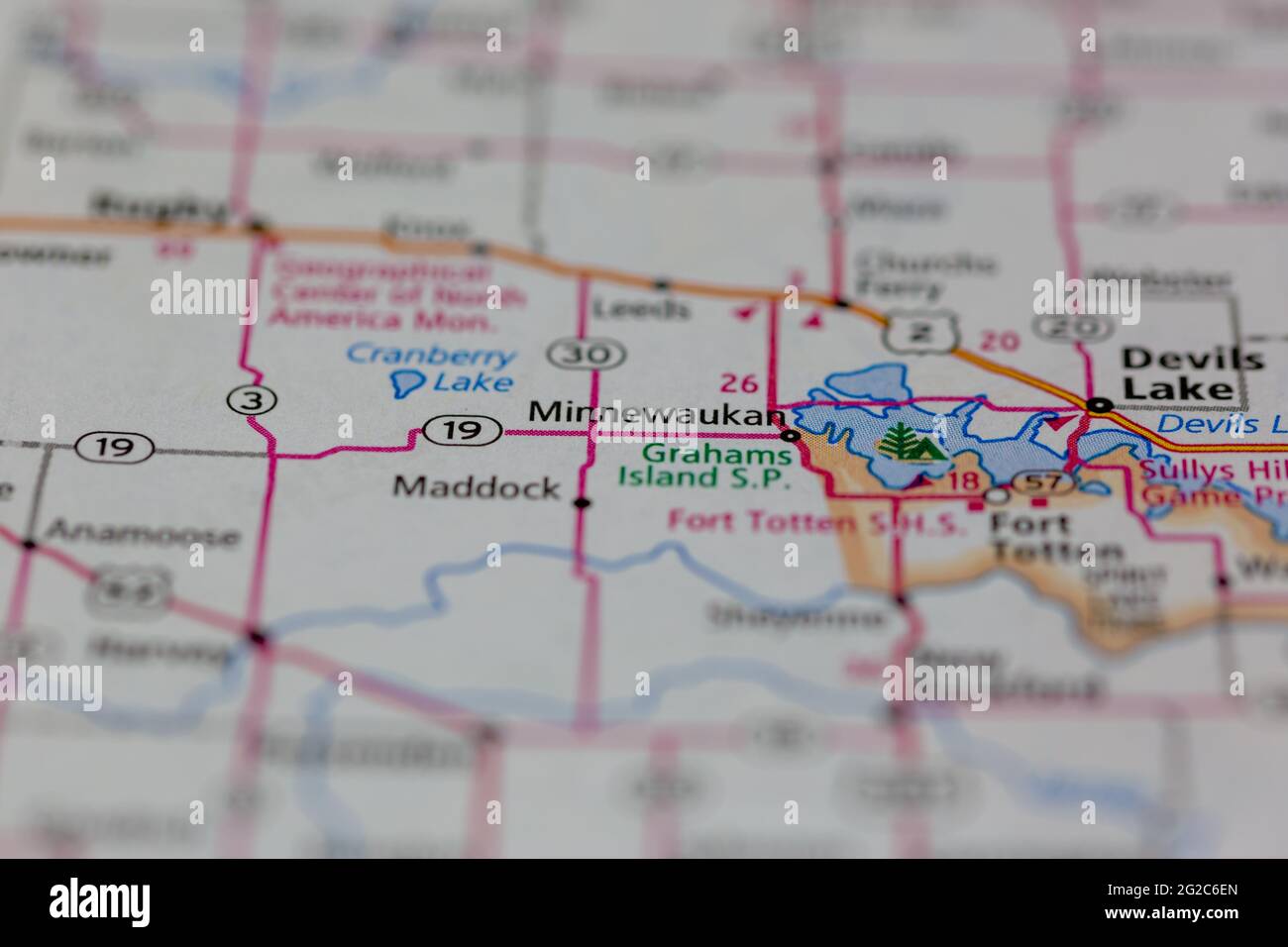 Minnewaukan North Dakota USA shown of a Road map or Geography map Stock ...