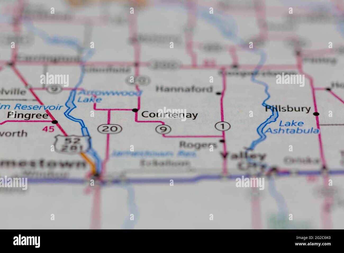 Courtenay North Dakota USA shown of a Road map or Geography map Stock ...