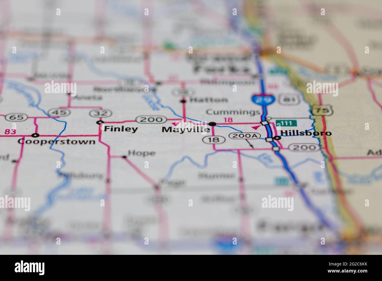 Mayville North Dakota USA shown of a Road map or Geography map Stock Photo Alamy