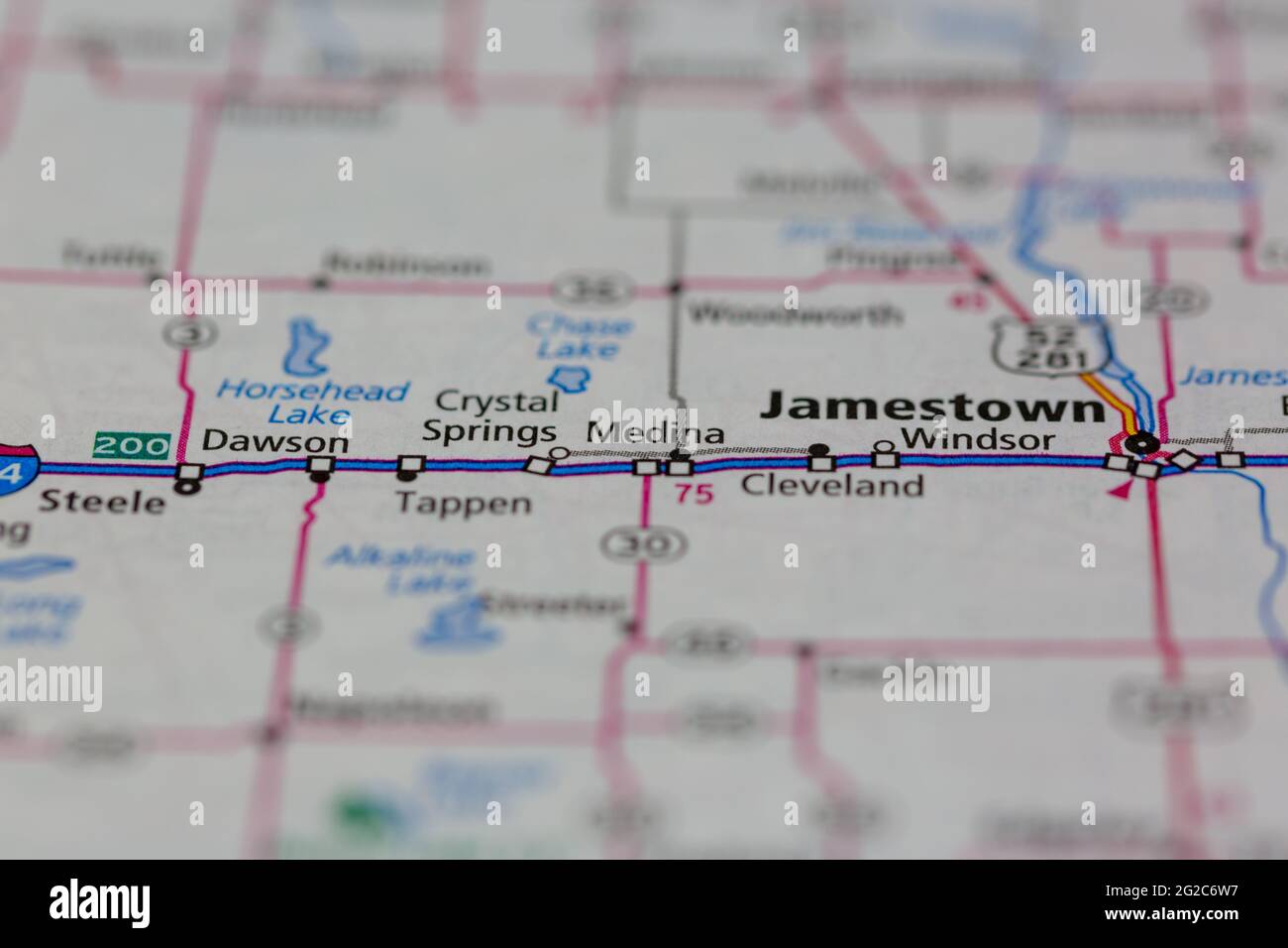 Medina North Dakota USA shown of a Road map or Geography map Stock