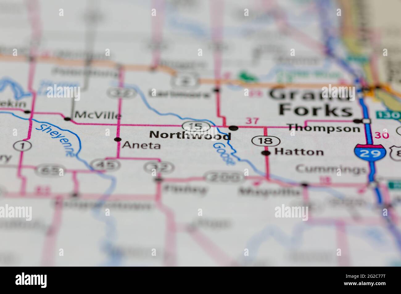 Northwood North Dakota USA shown of a Road map or Geography map Stock Photo Alamy