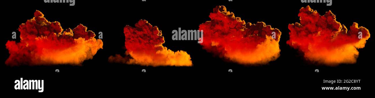 various sunrise large cumulus isolated - cg nature 3D illustration ...