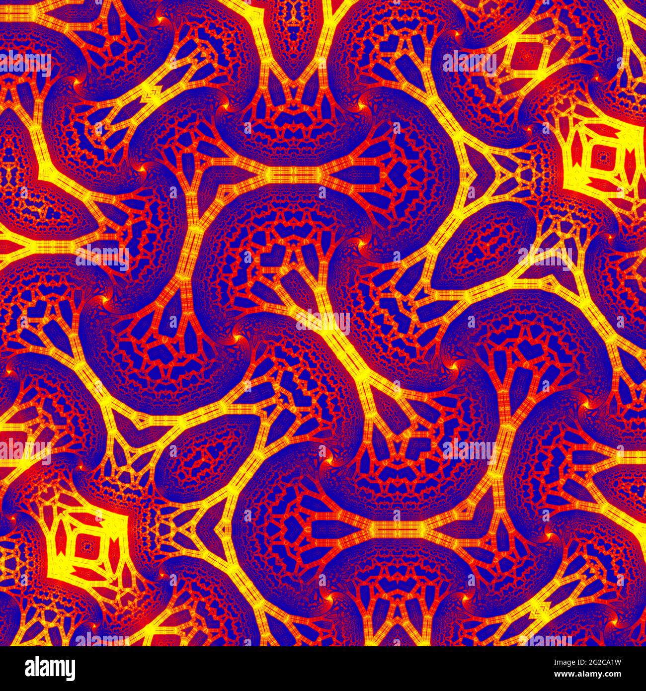 Abstract purple yellow fire fractal pattern. Pattern and embellish your design. The fractal is never stops and always repeats ad infinitum. You can Stock Photo