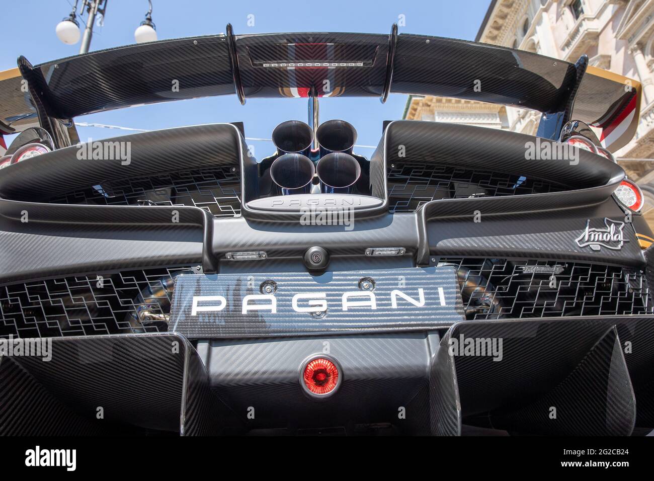 Milan, Italy. 10th June 2021. Pagani Imola - MILANO, ITALY, the Milan Monza Motor Show, from 10th to 13th June 2021 in Milan and Monza and will present the news of the 60 participating car and motorcycle manufacturers. With a democratic format, in which brands will exhibit their cars on equal stands, MIMO wants to give a restart signal for the world of fair and the automotive sector, with a free access and safe exhibition. Stock Photo