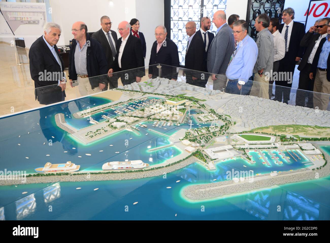 Model of Tangier port city in Morocco. Tangier port inaugurated Stock Photo