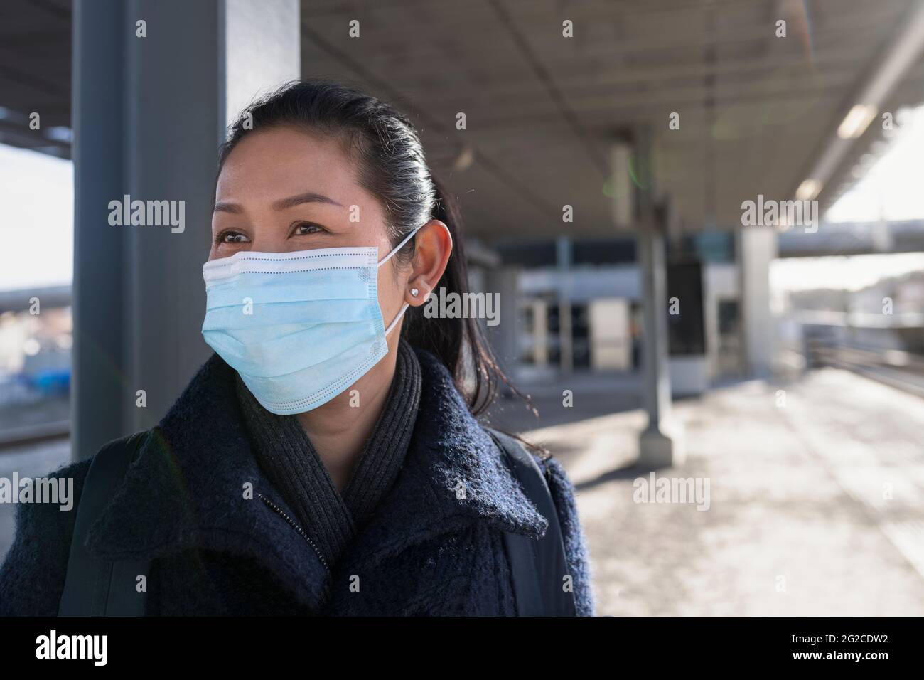 Woman on train profile hi-res stock photography and images - Alamy