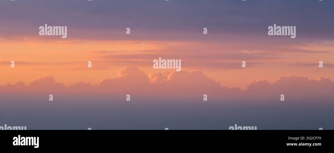 Panorama of sky with clouds in late afternoon Stock Photo