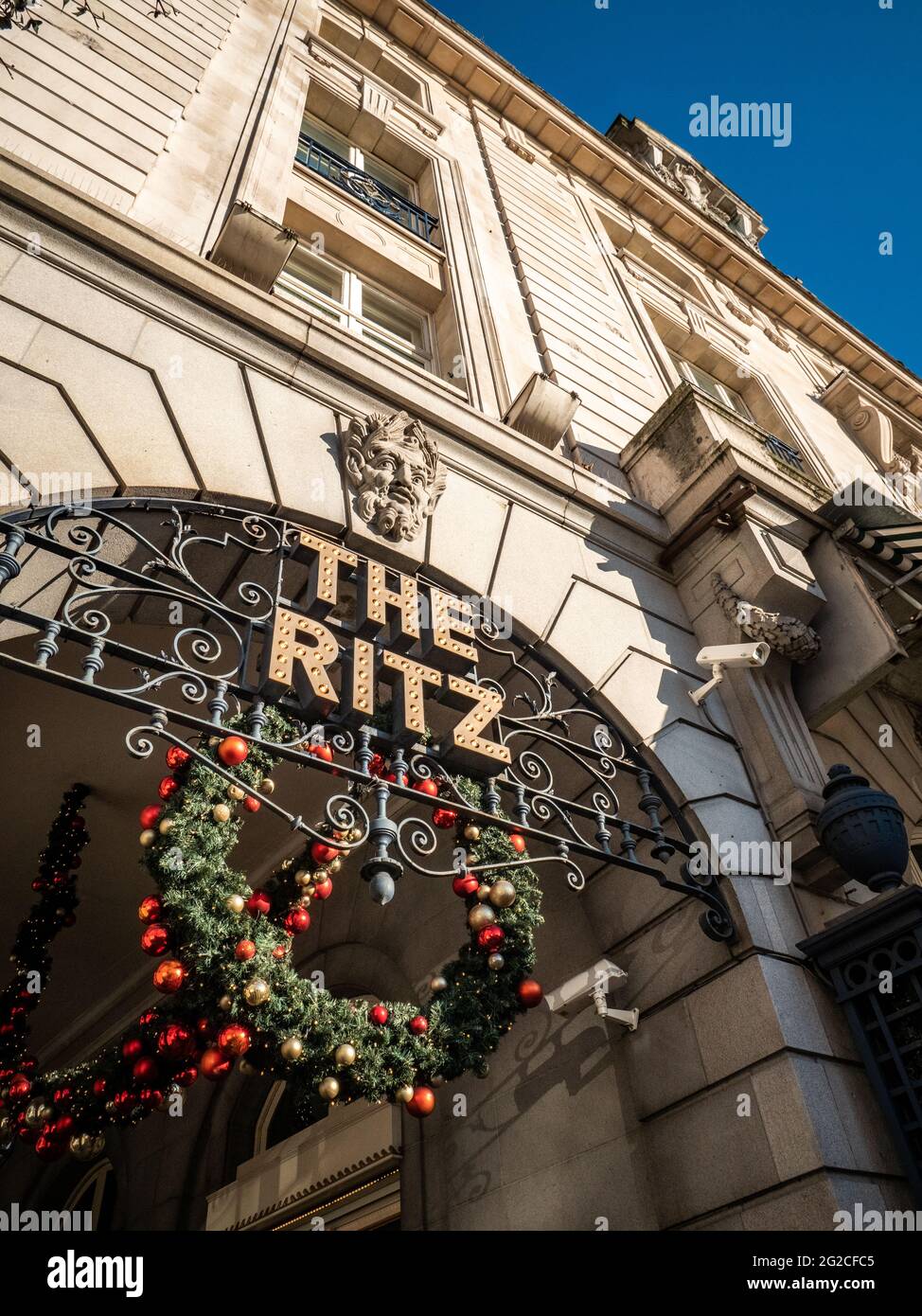 The Ritz Hotel, Mayfair, London. The iconic 5-star grade II listed hotel on Piccadilly which has become a synonymous with high society and luxury. Stock Photo