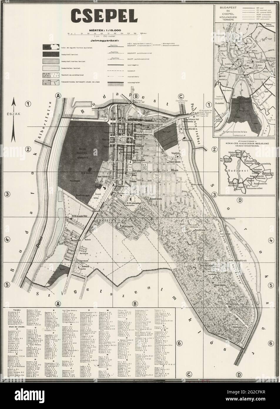 Csepel Map, Map of Csepel, Old Csepel Map, Retro Csepel Map, Vintage Csepel Map, Csepel Maps, Csepel Print, Csepel Art, Hungary Map, Map of Hungary Stock Photo