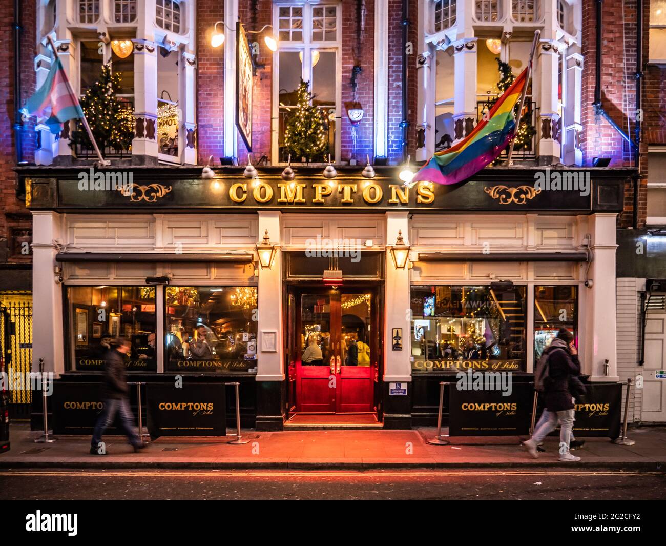 Comptons of Soho, an old pub and popular gay bar on Old Compton Street in the heart of the