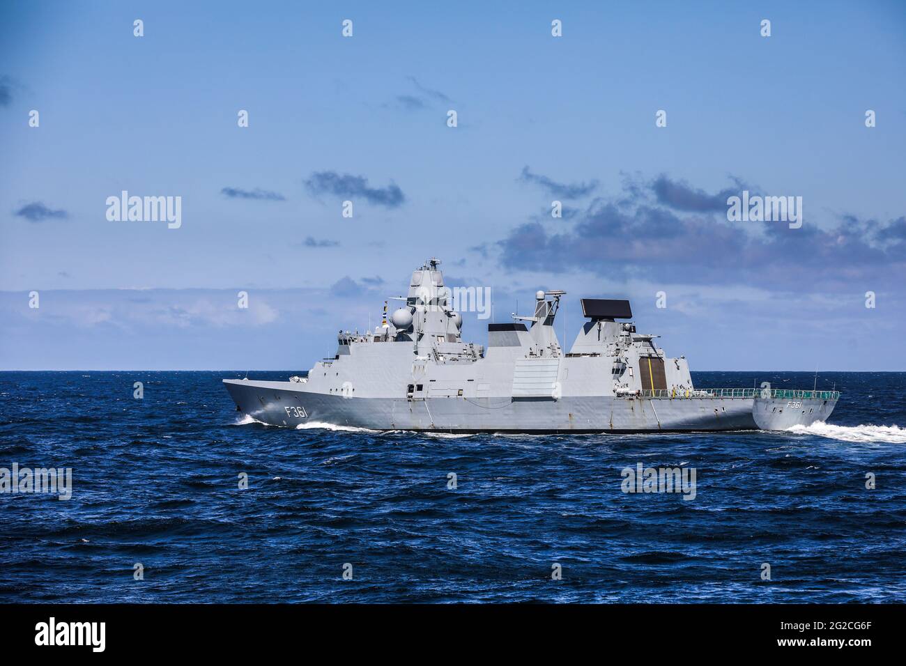 HDMS Iver Huitfeldt (F361) a Iver Huitfeldt-class frigate in service with the  Royal Danish Navy, Stock Photo