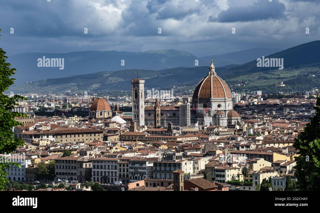 Panoramica del centro storico di Firenze Stock Photo