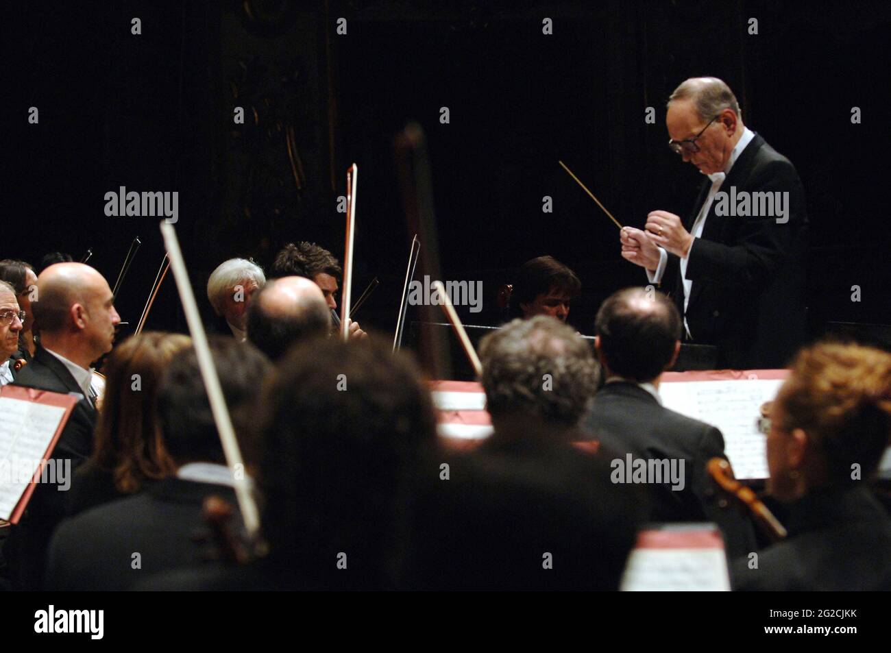 Italy, Brescia, december 16, 2007 : The conductor and composer Ennio Morricone in concert.   Photo © Matteo Biatta/Sintesi/Alamy Stock Photo Stock Photo