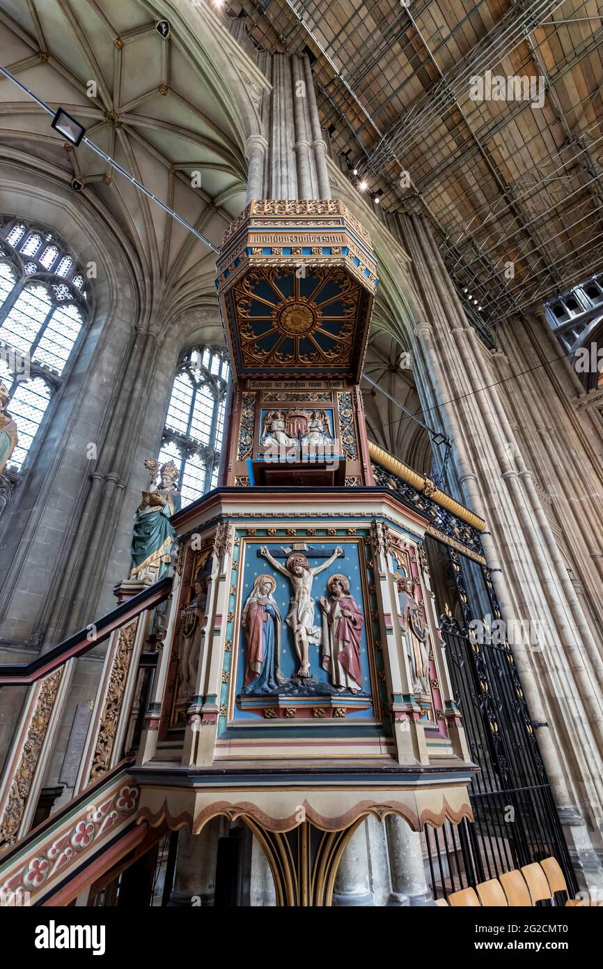 Inside Canterbury Cathedral in Kent, is one of the oldest and most