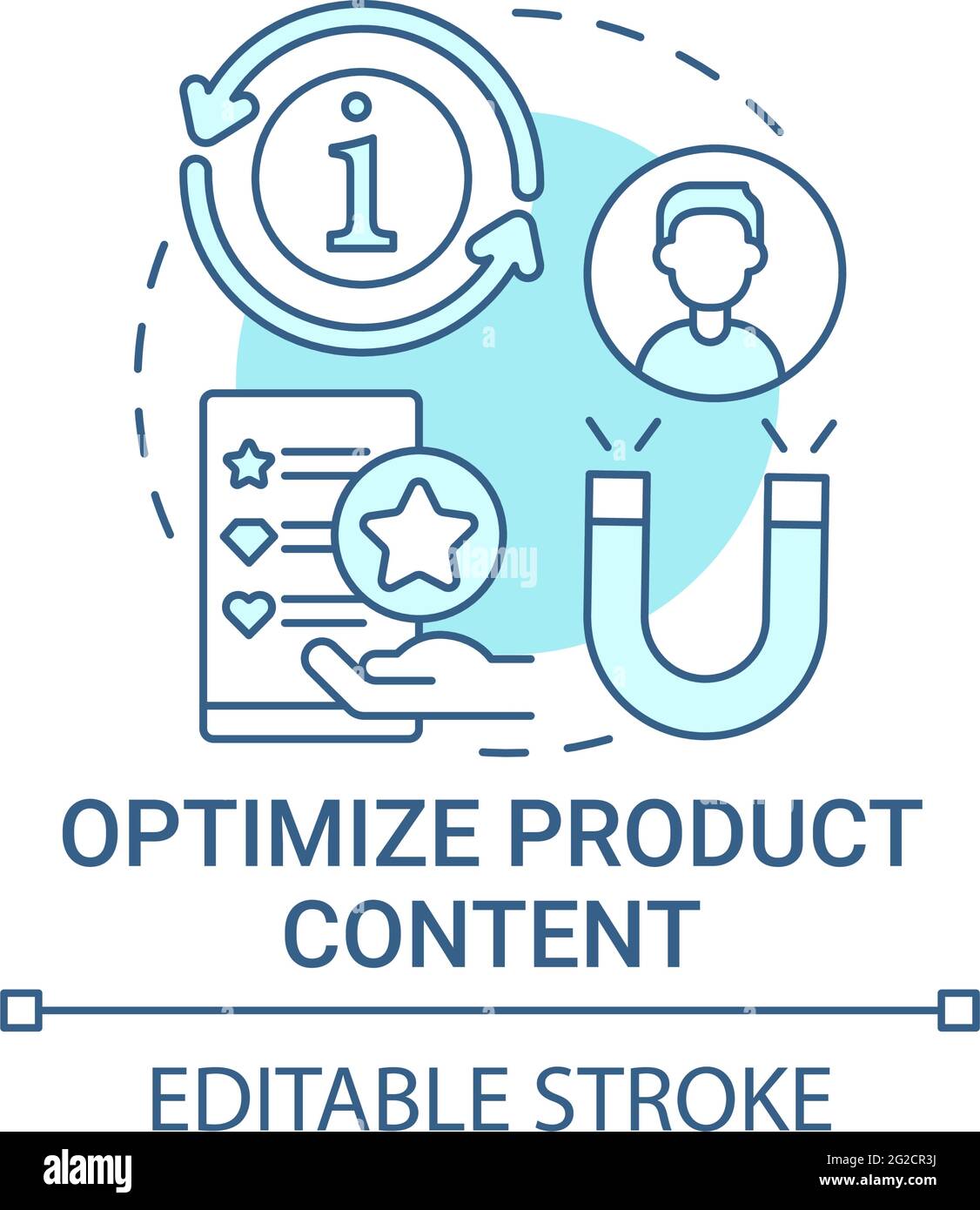 Optimize product content concept icon Stock Vector