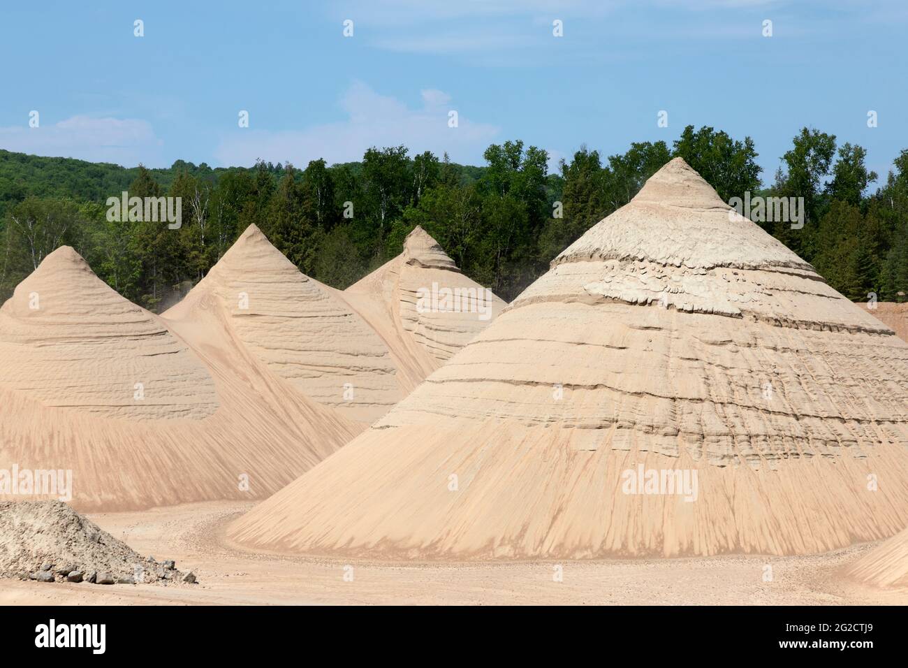 Sand mounds in gravel pit. Ontario Canada Stock Photo