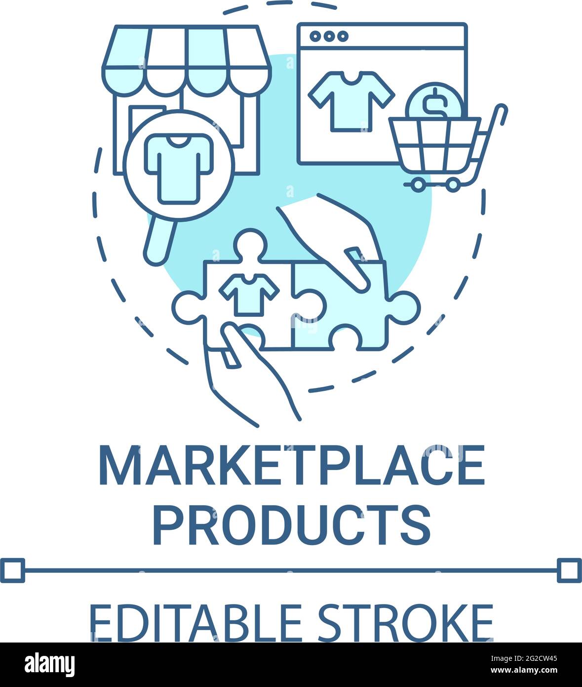 Marketplace products concept icon Stock Vector