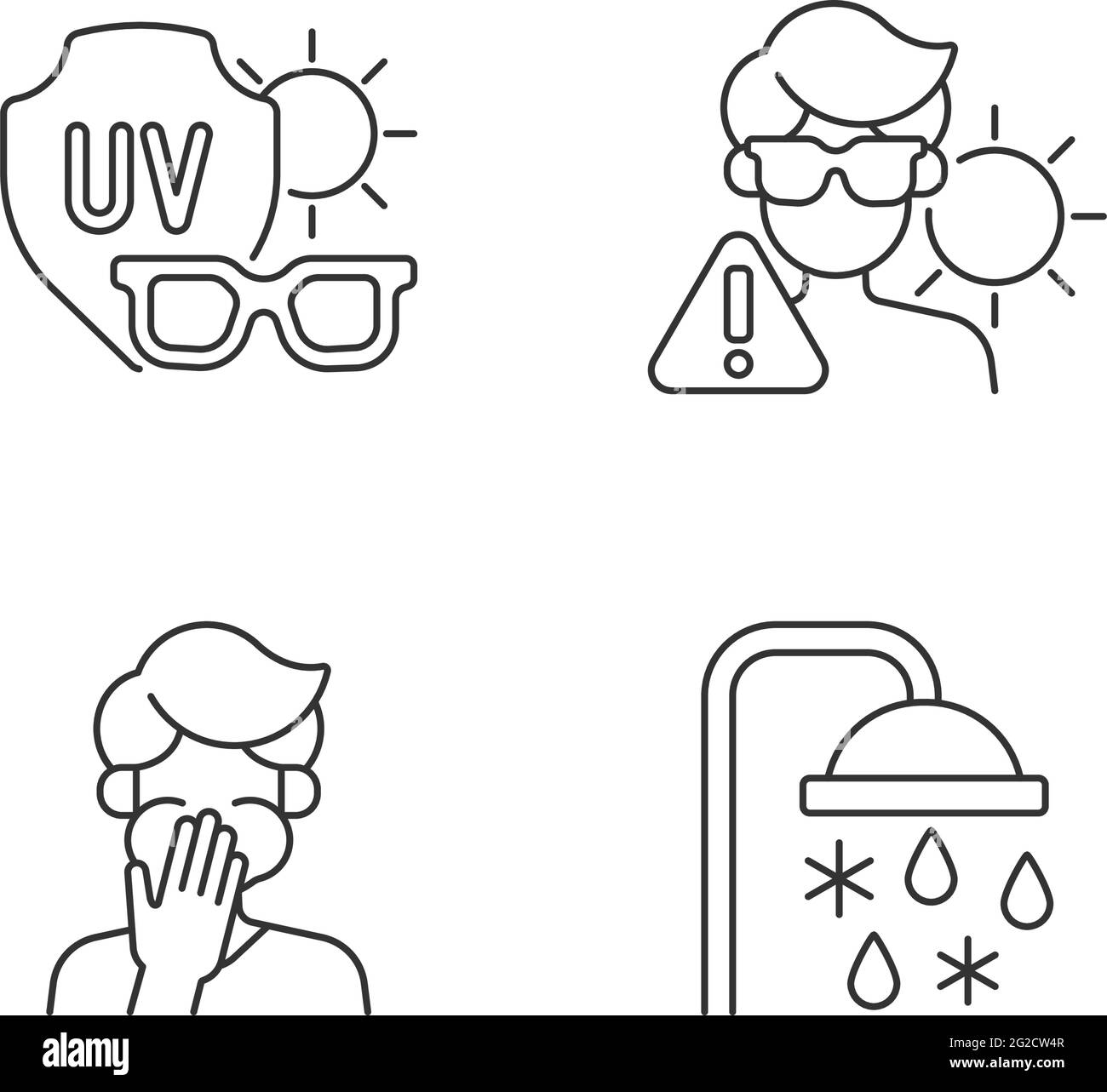 UV rays exposure risk linear icons set Stock Vector Image & Art - Alamy