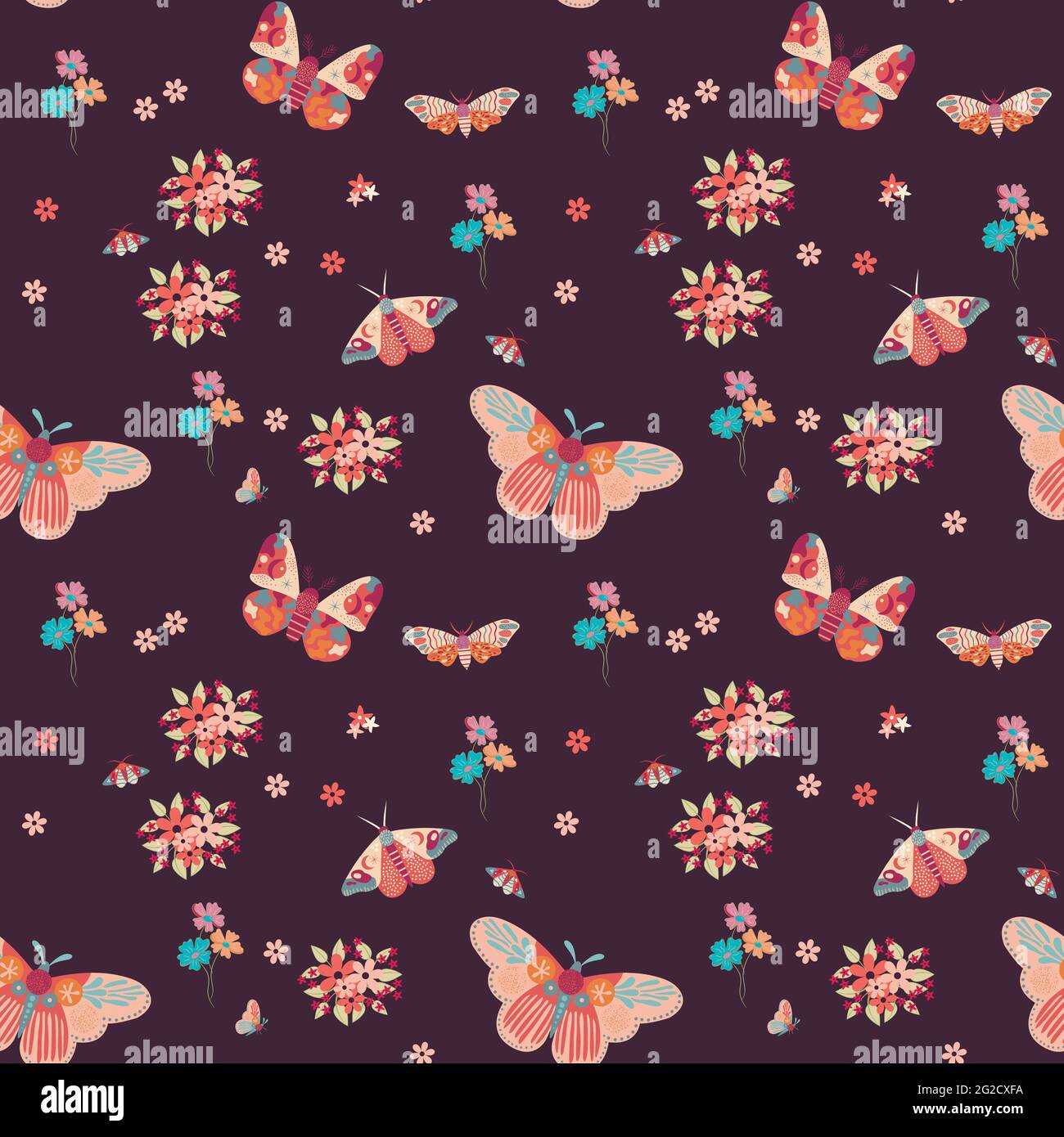 Classic wallpaper vintage flower pattern background with butterfly