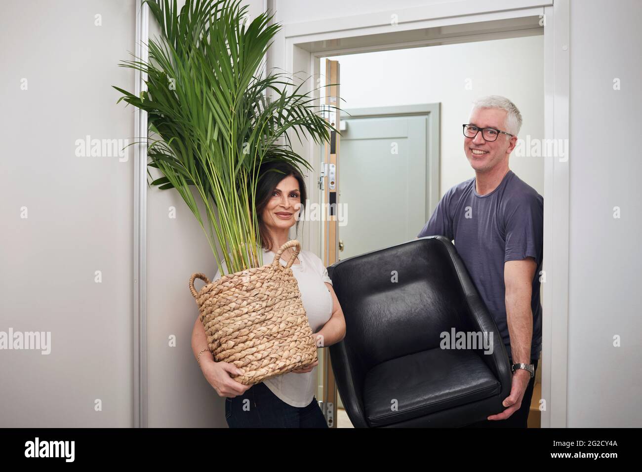 Mature couple moving house Stock Photo
