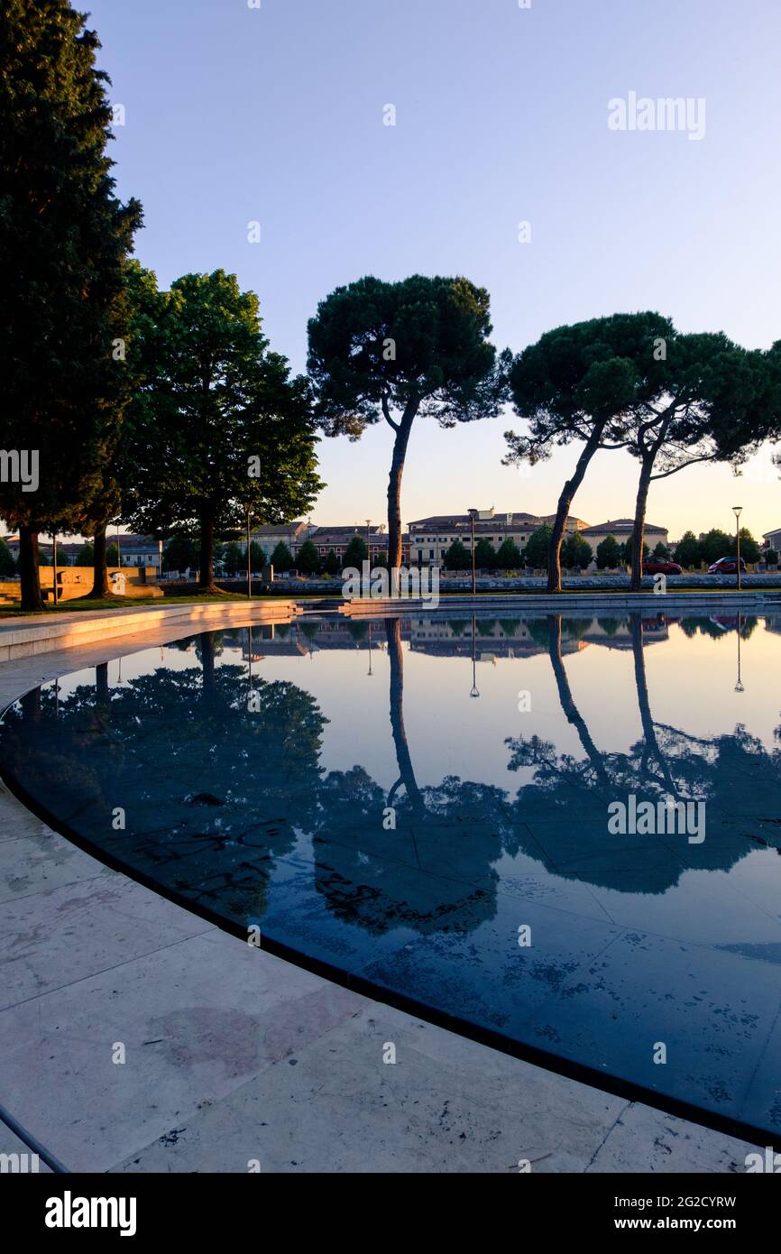 Reflective Fountain in Verona Italy Stock Photo