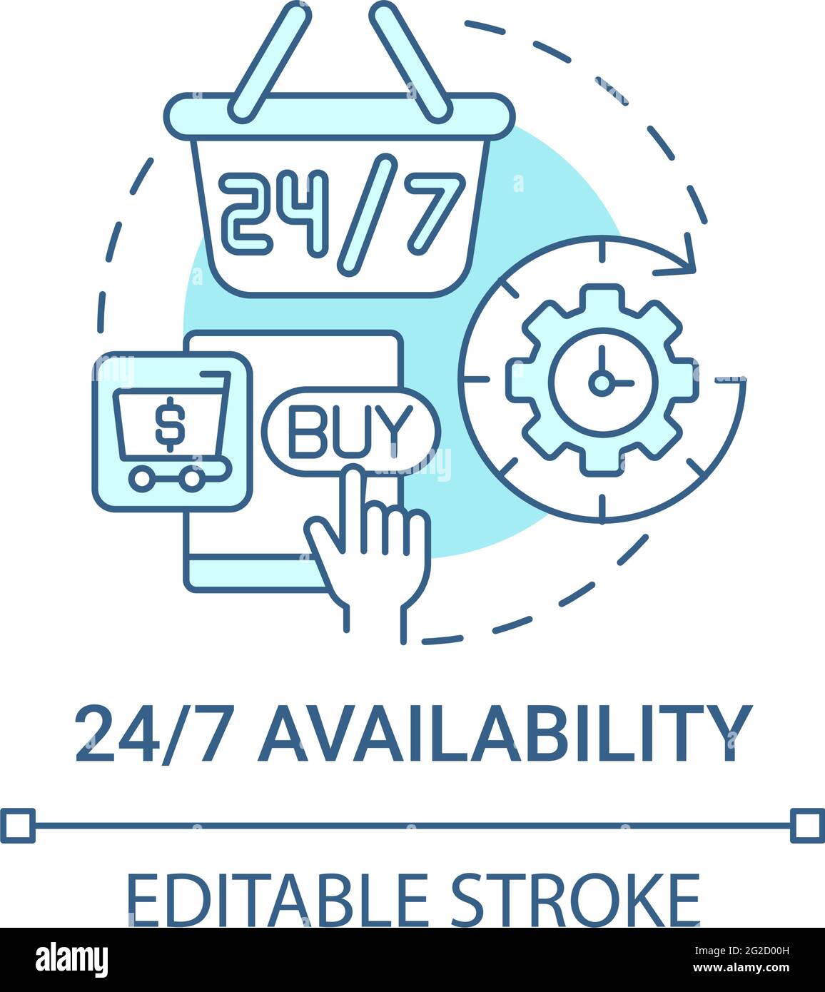 24 7 availability concept icon Stock Vector