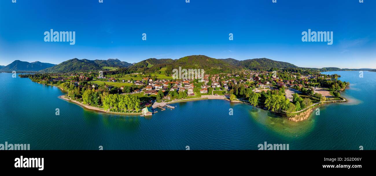 Aerial view of Bad Wiessee am Tegernsee, Upper Bavaria, Bavaria, Germany, Europe Stock Photo