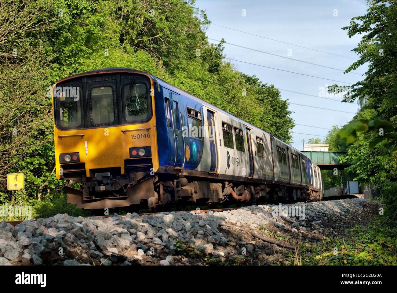 Class 150 unit on a Manchester to Buxton train at Middlewood Stock Photo