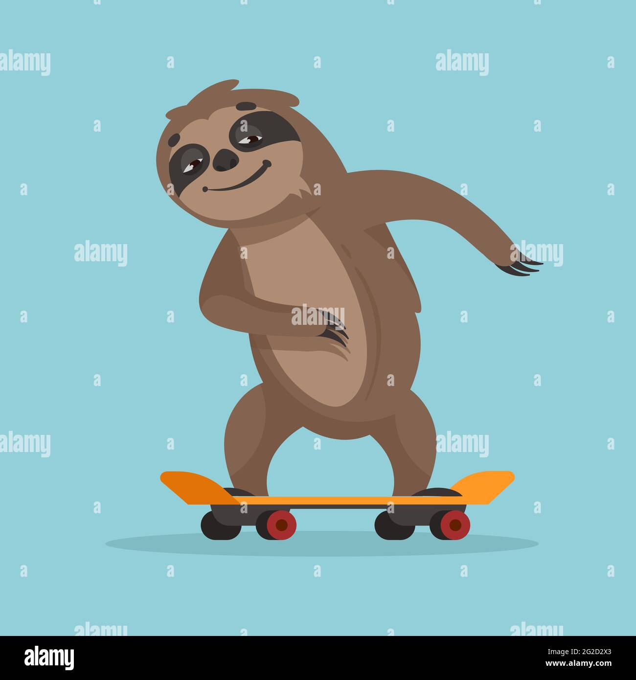 Sloth riding skateboard. Funny animal in cartoon style Stock Vector Image &  Art - Alamy