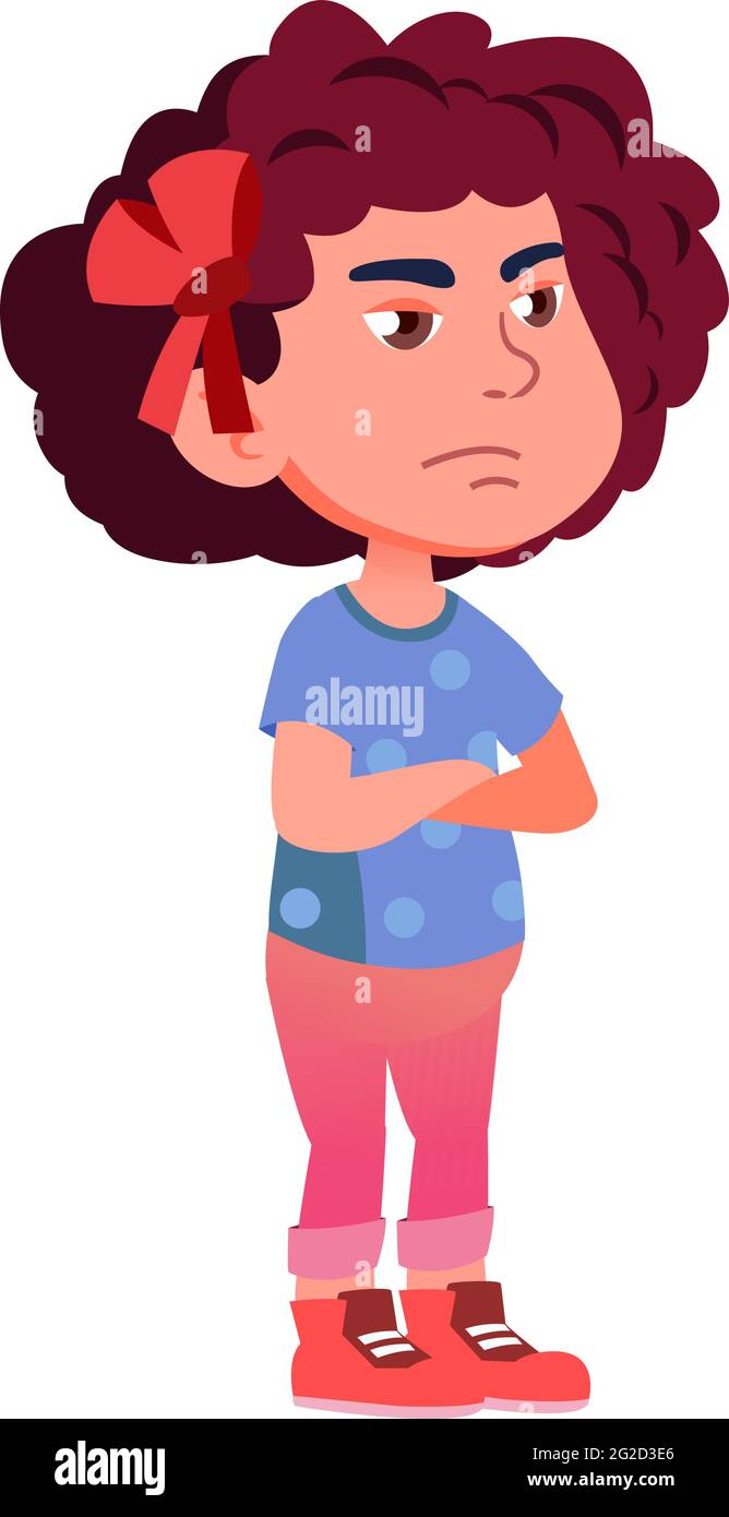 sad caucasian girl mad at parents cartoon vector Stock Vector Image ...