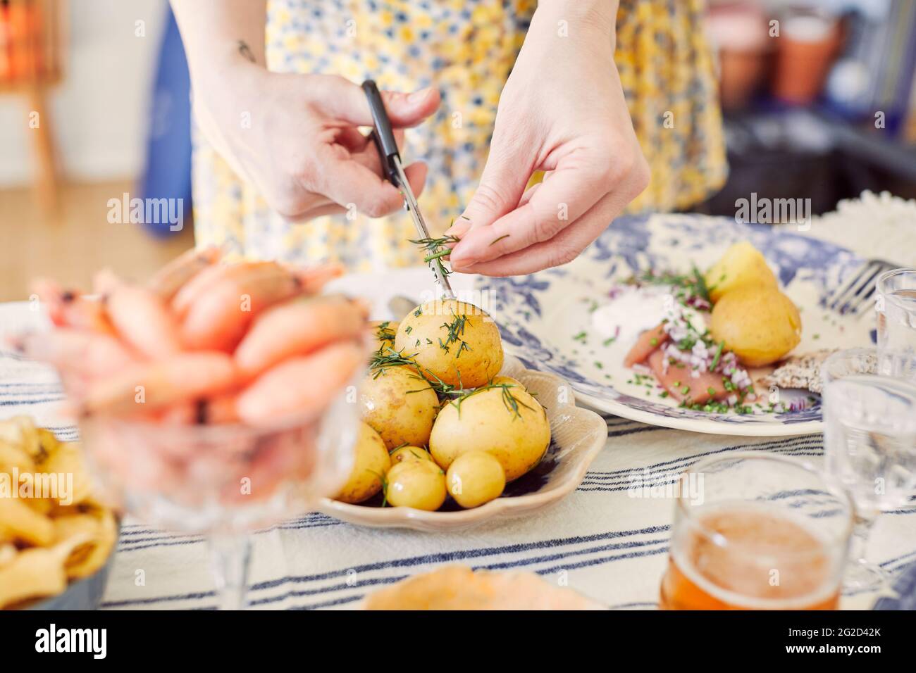 Food for traditional midsummer feast Stock Photo - Alamy