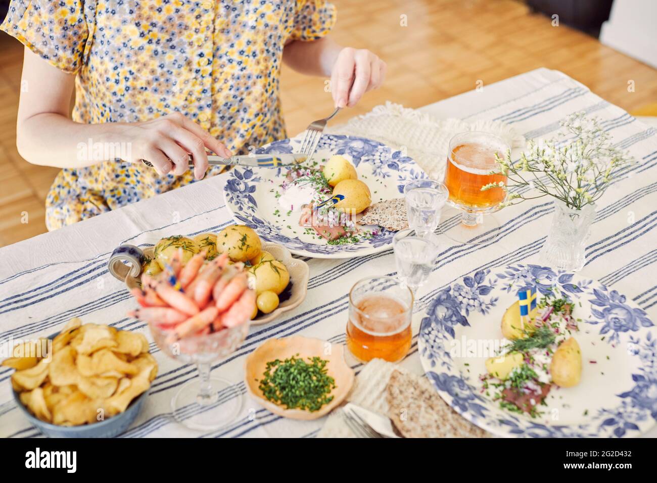 Food for traditional midsummer feast Stock Photo - Alamy