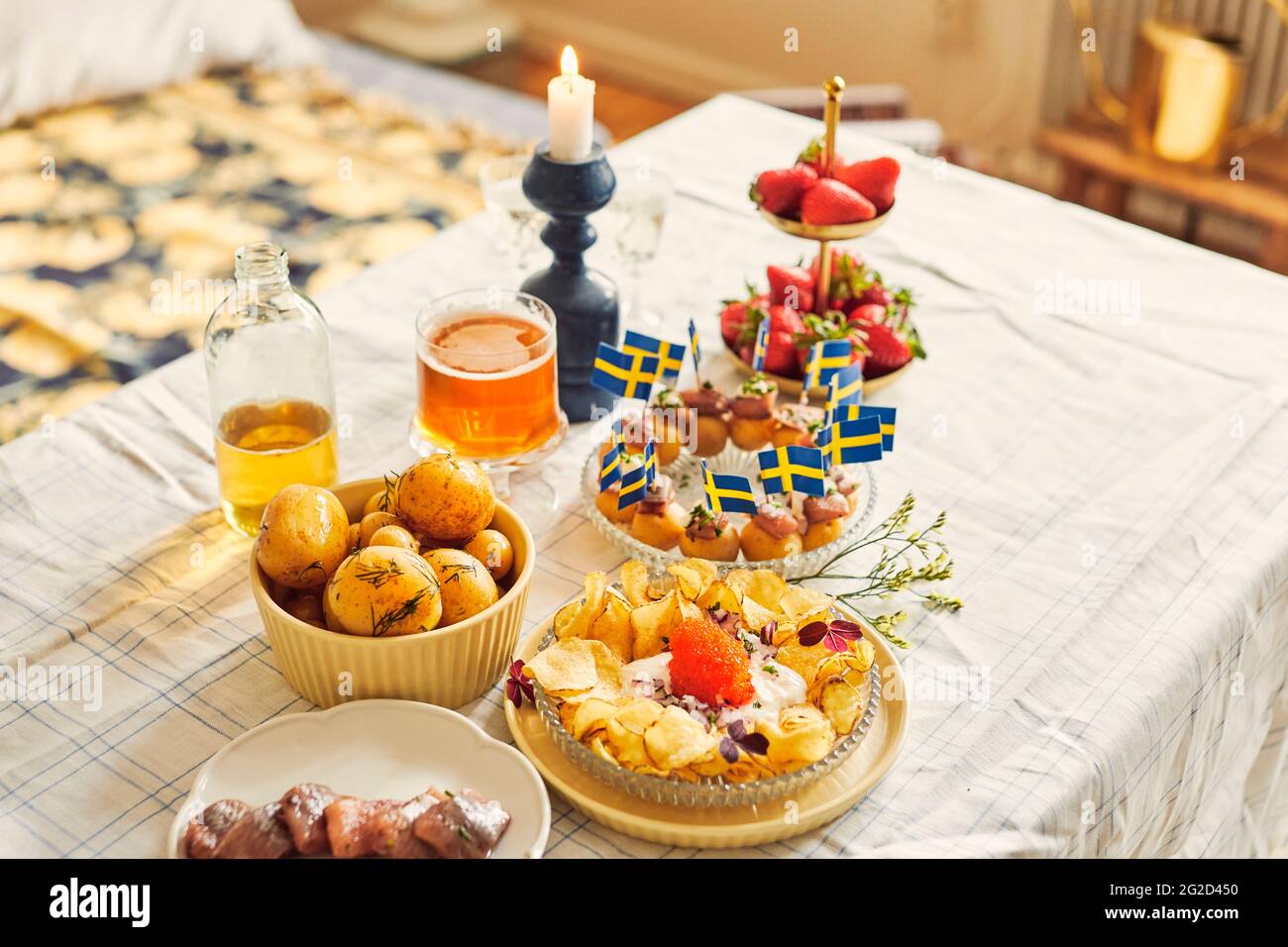 Food for traditional midsummer feast Stock Photo - Alamy