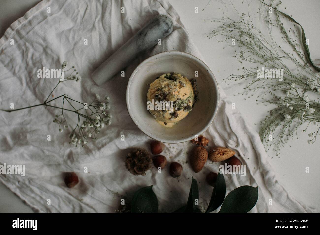 Scoop of ice cream in bowl Stock Photo Alamy
