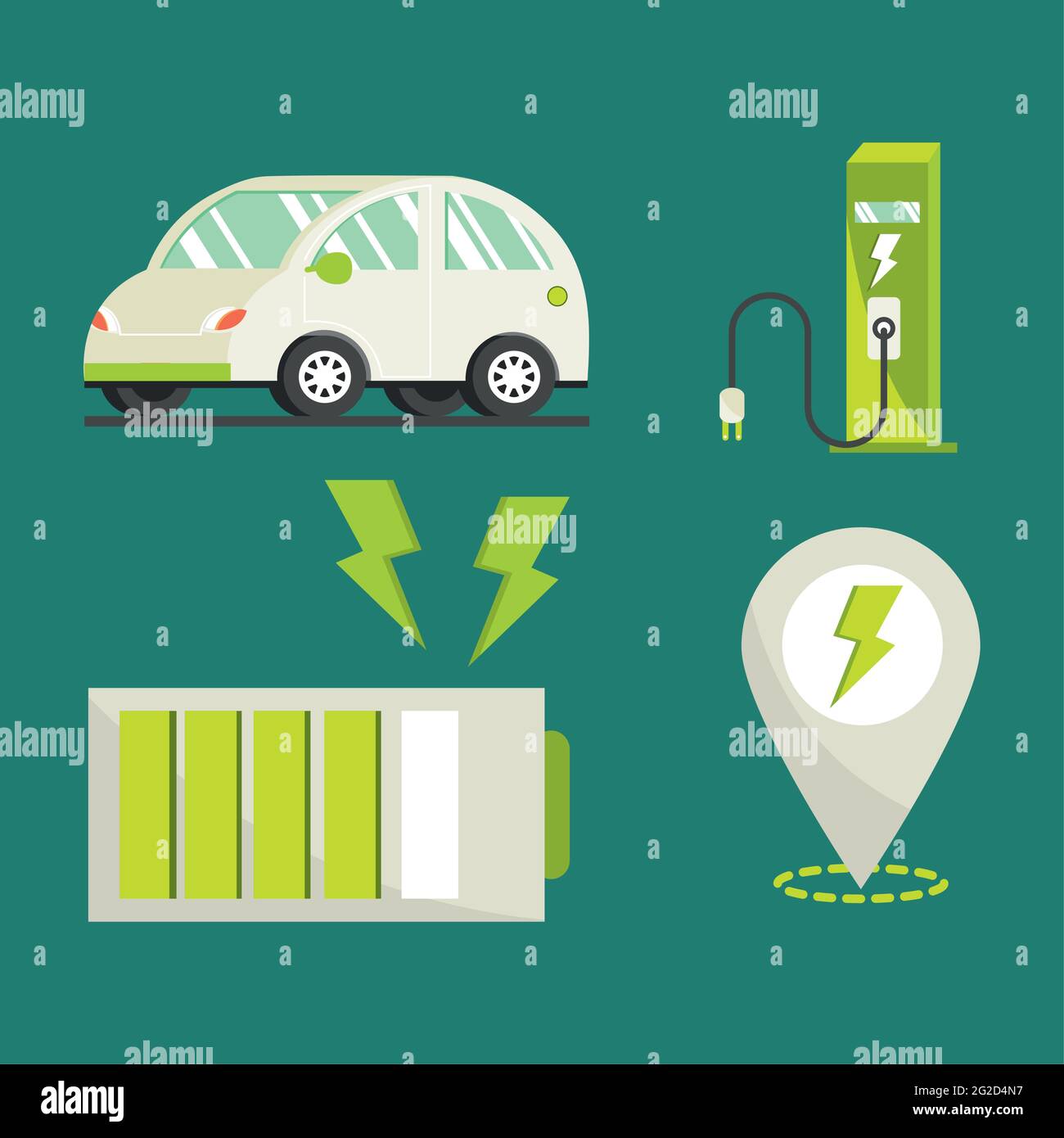 Electric Car Icons Stock Vector Image Art Alamy