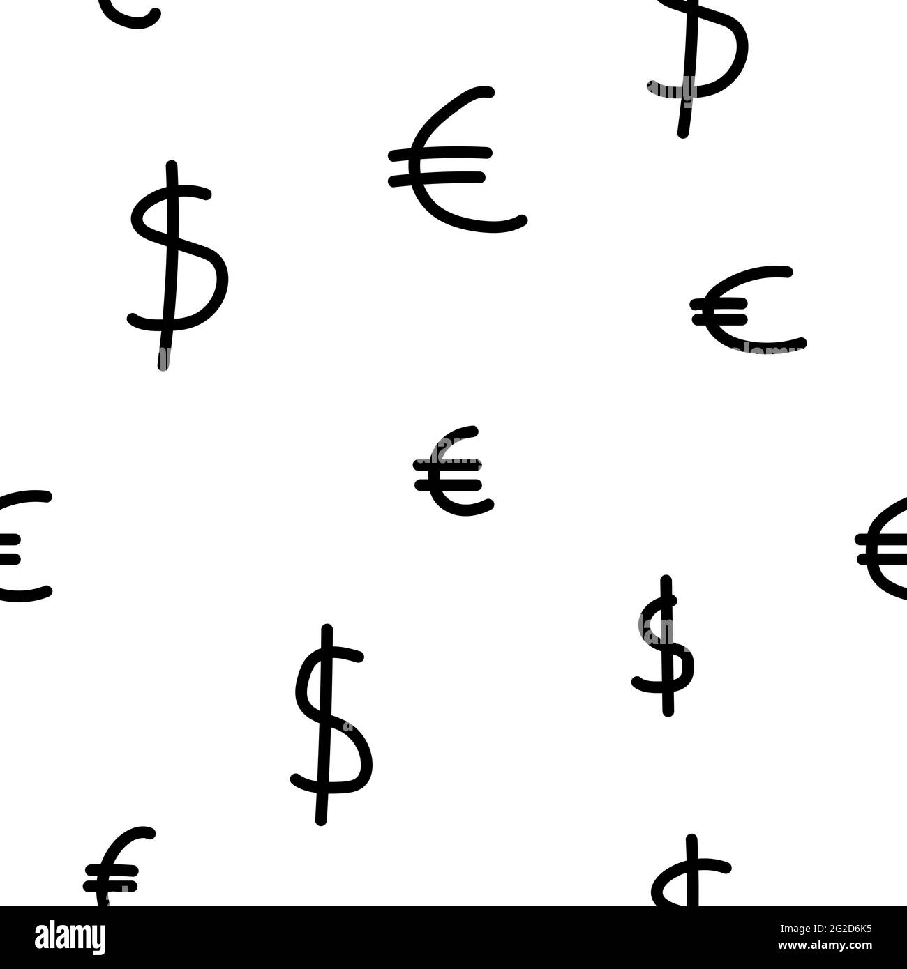 Black and white stock seamless pattern with euro and dollar symbol ...