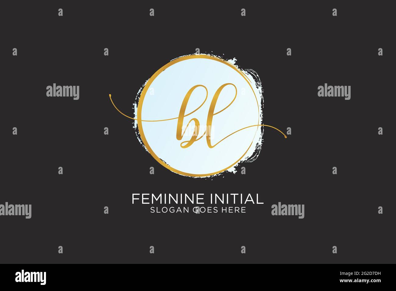 BL handwriting logo with circle template vector signature, wedding, fashion, floral and botanical with creative template. Stock Vector