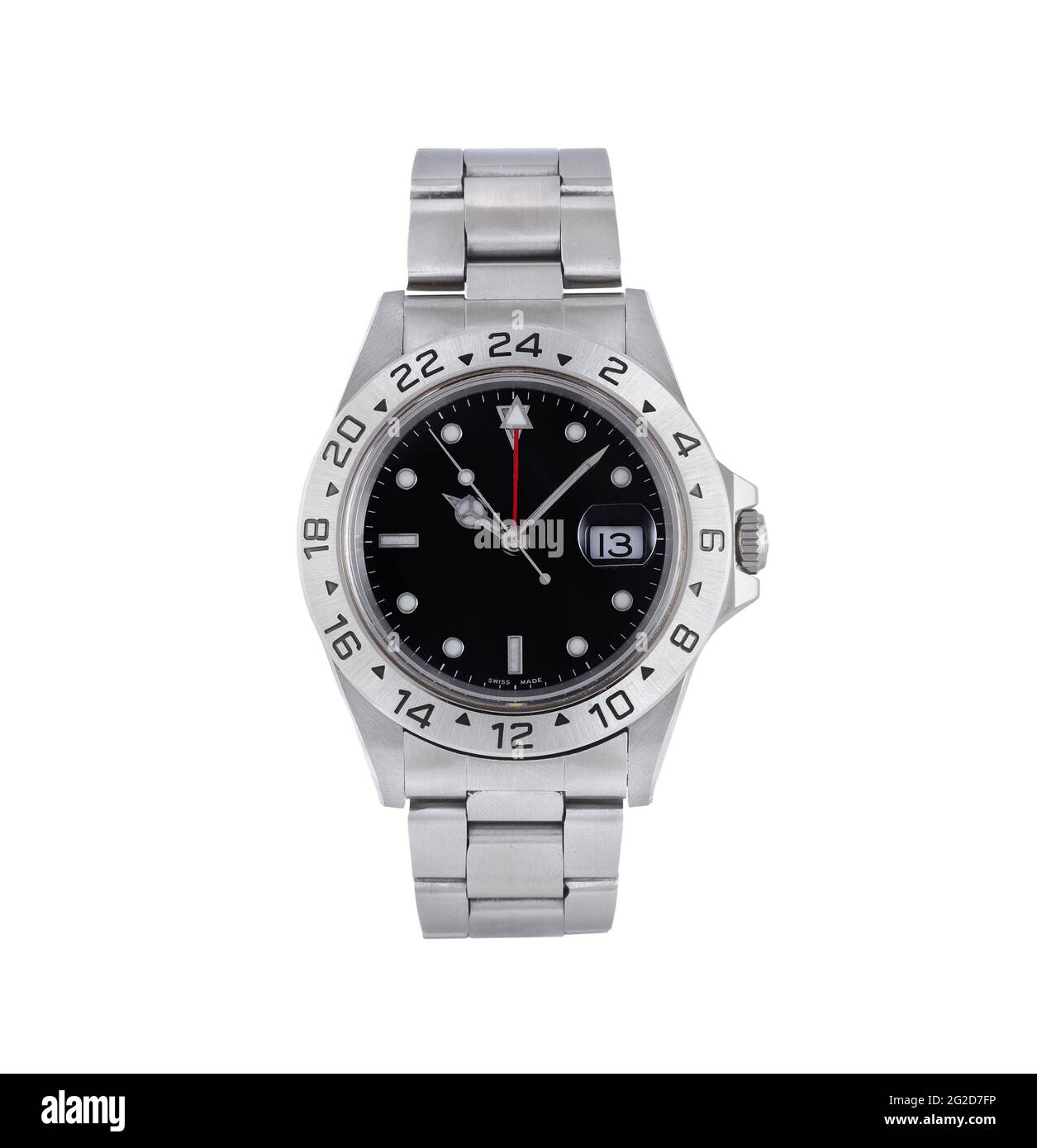 Modern silver watch isolated on a white background Stock Photo - Alamy