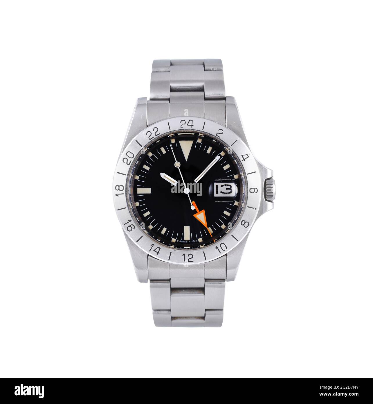 Modern silver watch isolated on a white background Stock Photo - Alamy