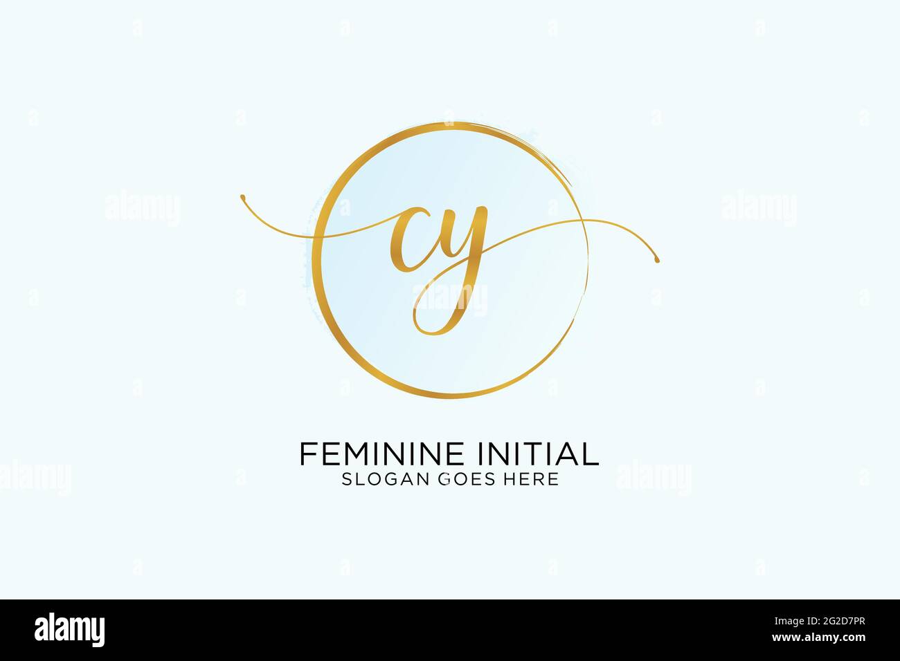 CY handwriting logo with circle template vector signature, wedding, fashion, floral and botanical with creative template. Stock Vector