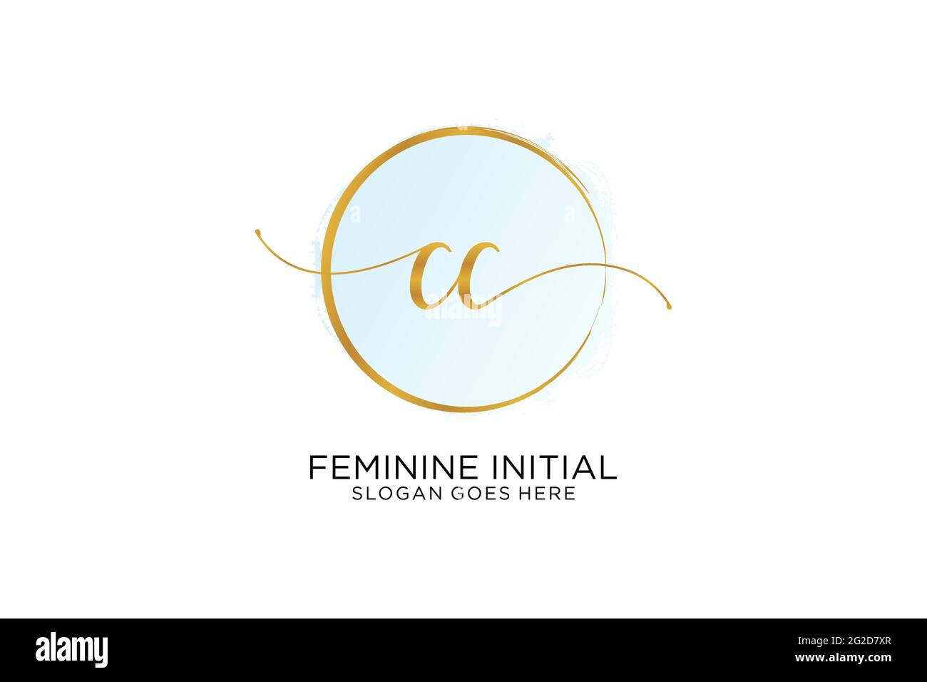 CC handwriting logo with circle template vector signature, wedding