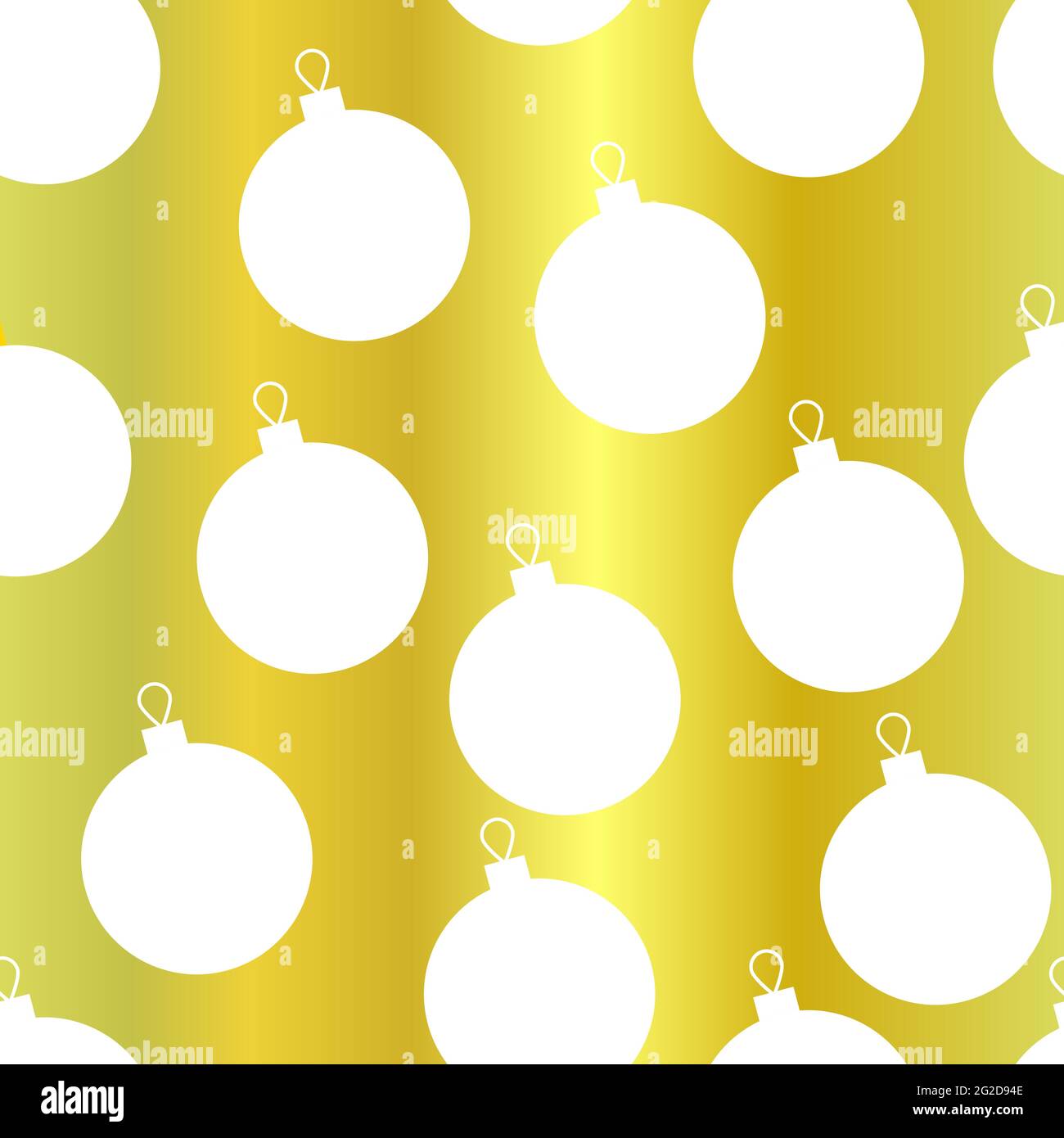 Seamless vector golden pattern. Cute white Christmas balls on a gold ...